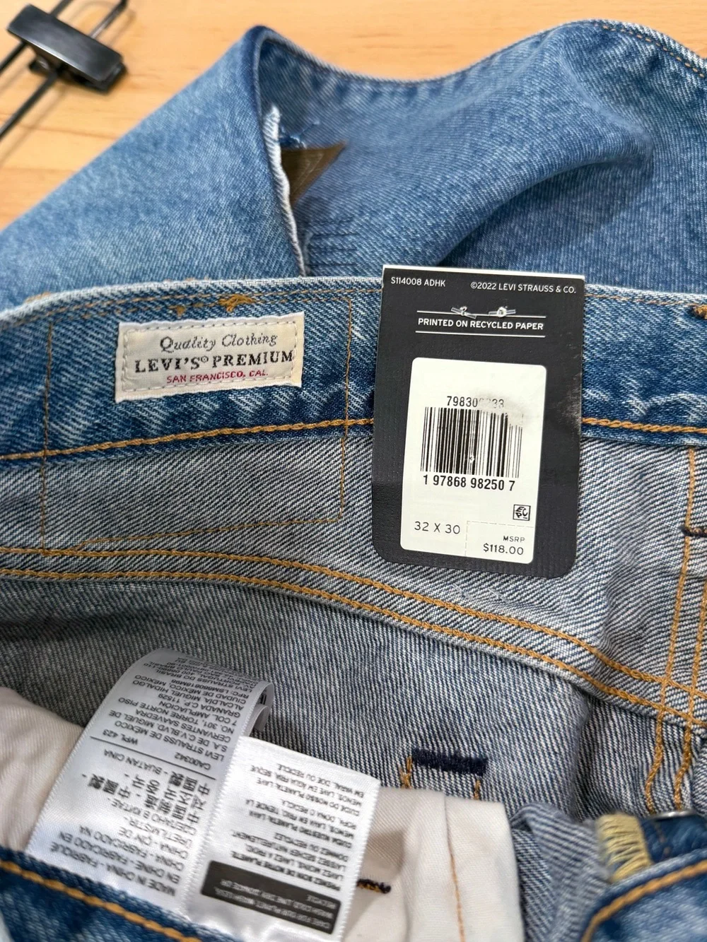 Levi's 501 Jeans Mens Size 32x30 '93 Straight Blue Premium Distressed Patchwork